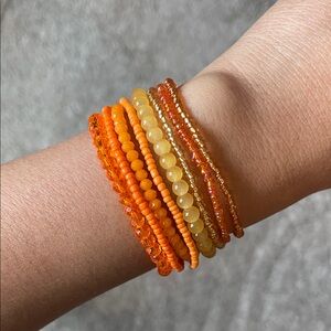 Orange Beaded Bracelet Set